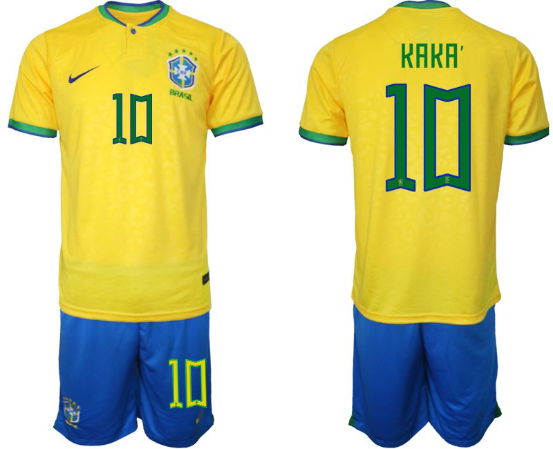 Men 2022 World Cup National Team Brazil home yellow #10 Soccer Jerseys2